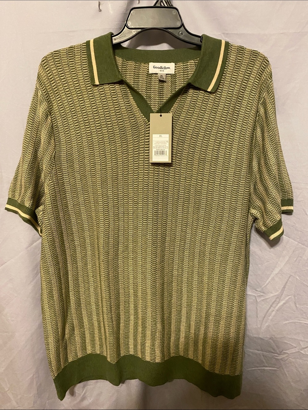 Goodfellow & Co Olive Green Knit Polo with Contrast Trim